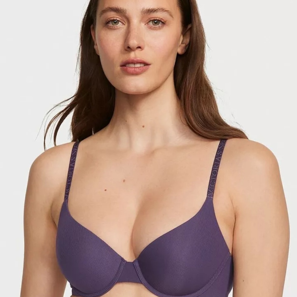 Victoria's Secret 36 DDD Push-Up Perfect Shape Micro-Rib Bra - Purple